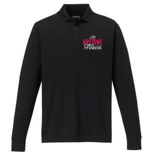 Awesome Niece Funny Auntie Aunt Graphic Gift Performance Long Sleeve Polo