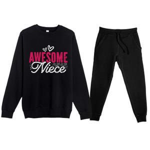 Awesome Niece Funny Auntie Aunt Graphic Gift Premium Crewneck Sweatsuit Set