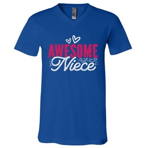 Awesome Niece Funny Auntie Aunt Graphic Gift V-Neck T-Shirt