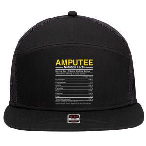 Amputee Nutrition Facts Funny Amputation Prosthetic Leg 7 Panel Mesh Trucker Snapback Hat