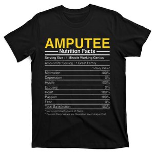 Amputee Nutrition Facts Funny Amputation Prosthetic Leg T-Shirt