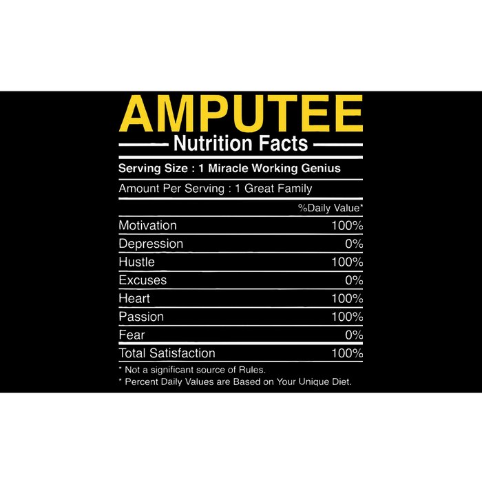 Amputee Nutrition Facts Funny Amputation Prosthetic Leg Bumper Sticker