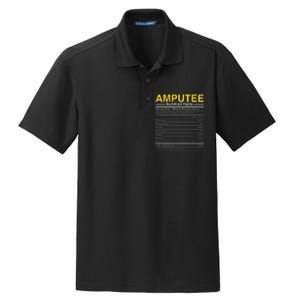 Amputee Nutrition Facts Funny Amputation Prosthetic Leg Dry Zone Grid Polo