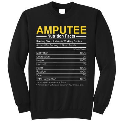 Amputee Nutrition Facts Funny Amputation Prosthetic Leg Tall Sweatshirt