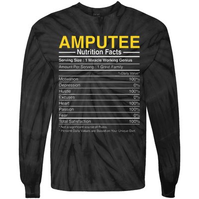 Amputee Nutrition Facts Funny Amputation Prosthetic Leg Tie-Dye Long Sleeve Shirt