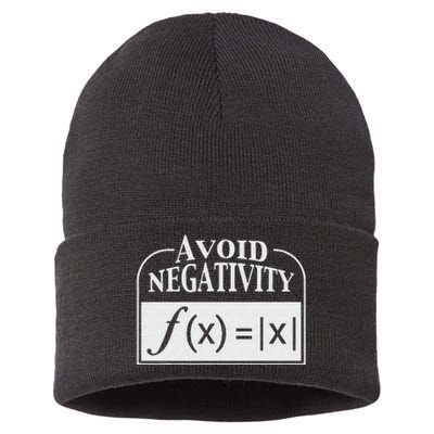 Avoid Negativity Funny Math Pun Equation Sustainable Knit Beanie