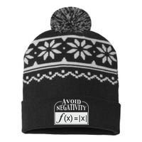 Avoid Negativity Funny Math Pun Equation USA-Made Snowflake Beanie