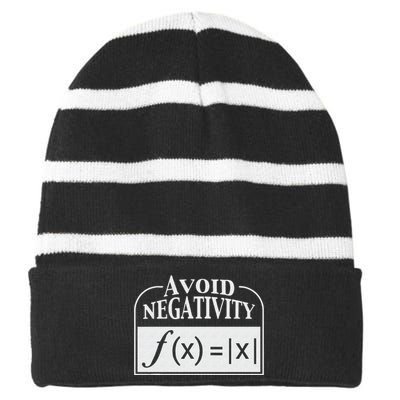 Avoid Negativity Funny Math Pun Equation Striped Beanie with Solid Band