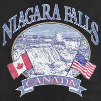 Americana Niagara Falls Scene Canada America Flags 7 Panel Mesh Trucker Snapback Hat