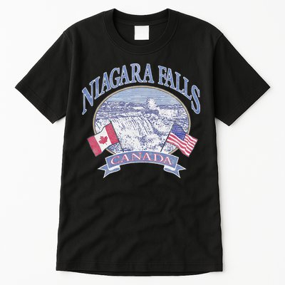 Americana Niagara Falls Scene Canada America Flags Tall T-Shirt