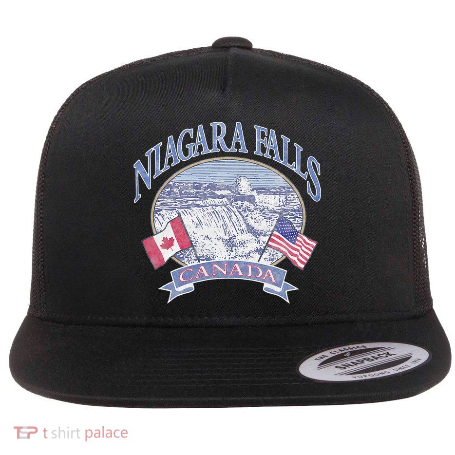 Americana Niagara Falls Scene Canada America Flags Flatbill Hat