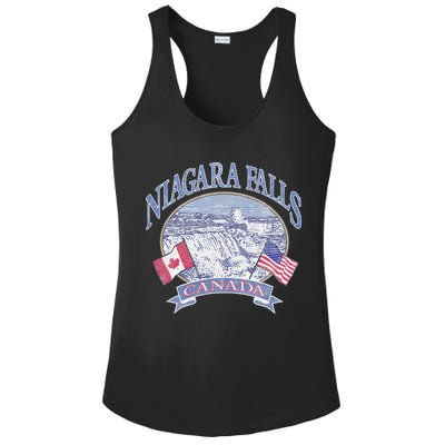 Americana Niagara Falls Scene Canada America Flags Ladies PosiCharge Competitor Racerback Tank