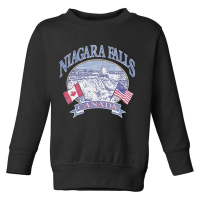Americana Niagara Falls Scene Canada America Flags Toddler Sweatshirt