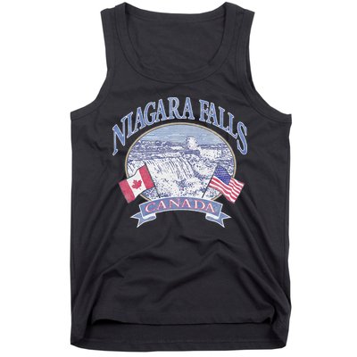 Americana Niagara Falls Scene Canada America Flags Tank Top
