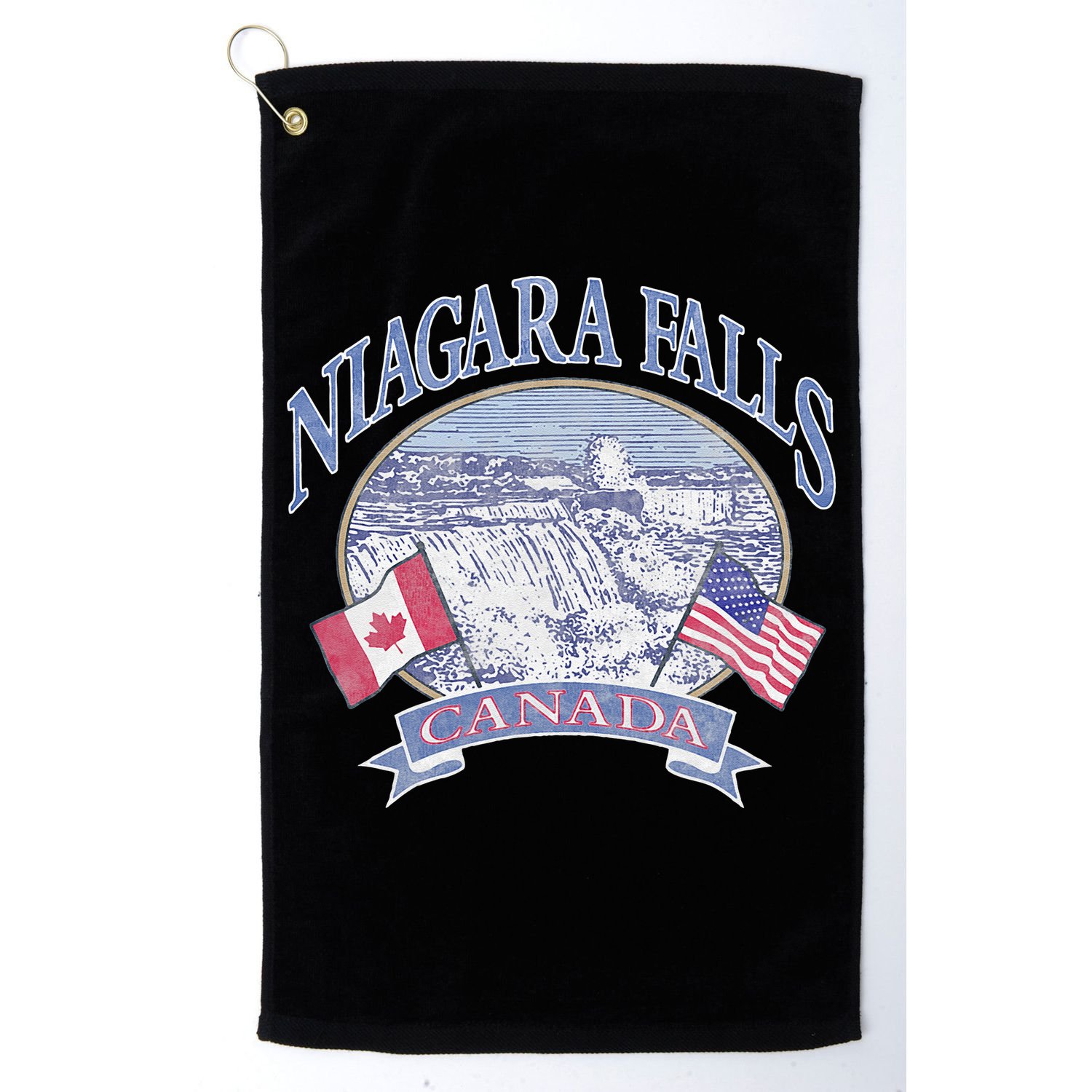 Americana Niagara Falls Scene Canada America Flags Golf Towel