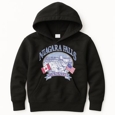 Americana Niagara Falls Scene Canada America Flags Kids Hoodie