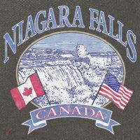 Americana Niagara Falls Scene Canada America Flags Cotton Canvas Backpack