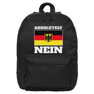 Absolutely Nein Flag Of German Eagle Germany German 16 in Basic Backpack