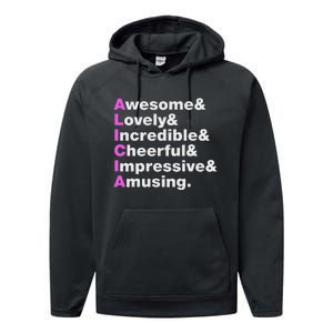 Alicia Name Gift Personalized Alicia Performance Fleece Hoodie