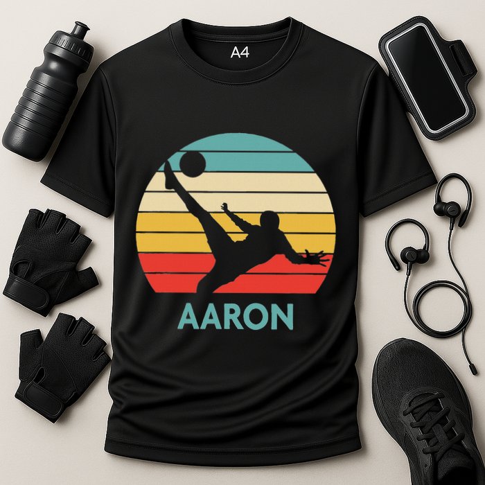 Aaron Name Gift Personalized Soccer Cooling Performance Crew T-Shirt