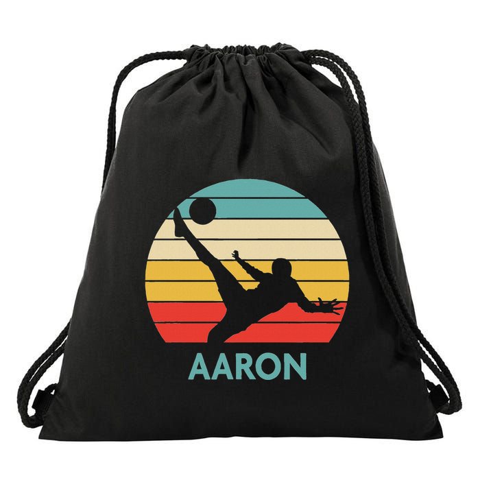 Aaron Name Gift Personalized Soccer Drawstring Bag