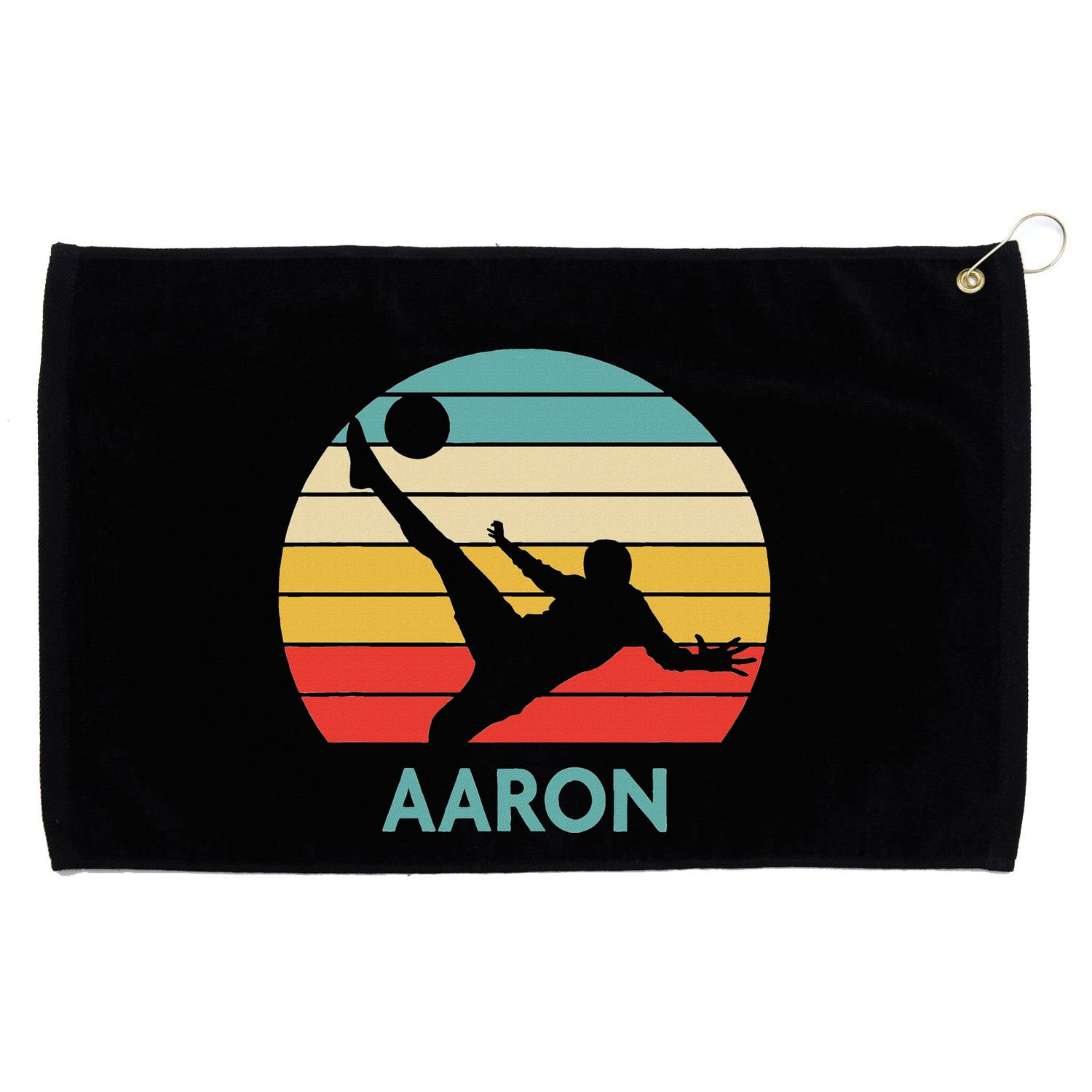 Aaron Name Gift Personalized Soccer Grommeted Golf Towel