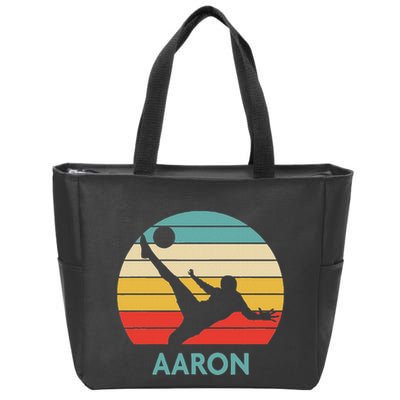 Aaron Name Gift Personalized Soccer Zip Tote Bag