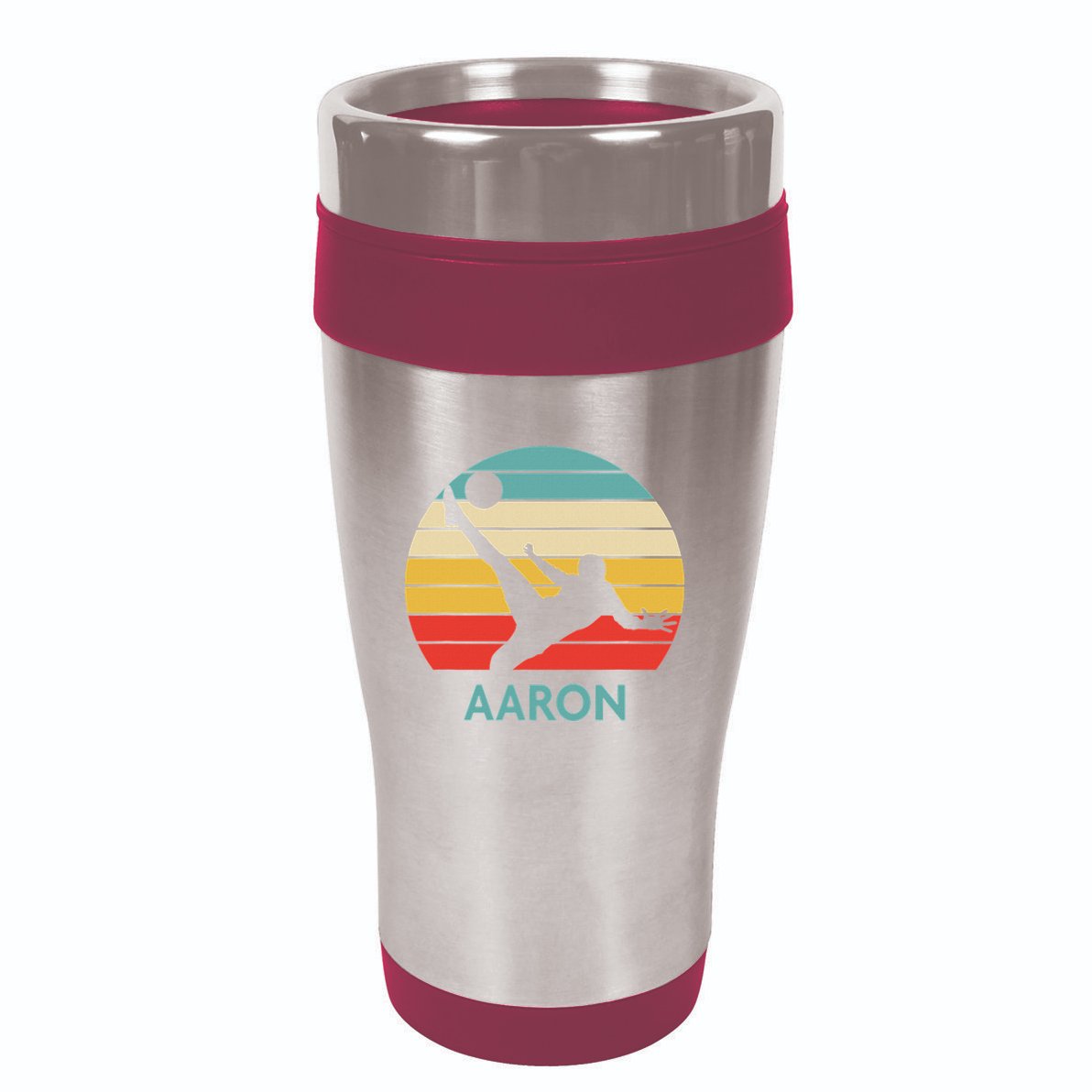 Aaron Name Gift Personalized Soccer 16oz Travel Tumbler
