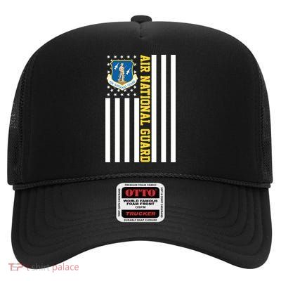 Air National Guard American Flag Gift High Crown Mesh Back Trucker Hat
