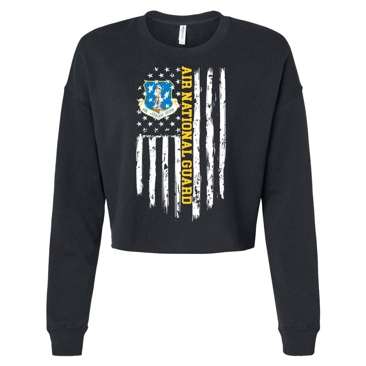 Air National Guard American Flag Gift Cropped Pullover Crew
