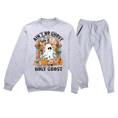 AinT No Ghost But The Holy Ghost Ghost Christian Halloween Premium Crewneck Sweatsuit Set