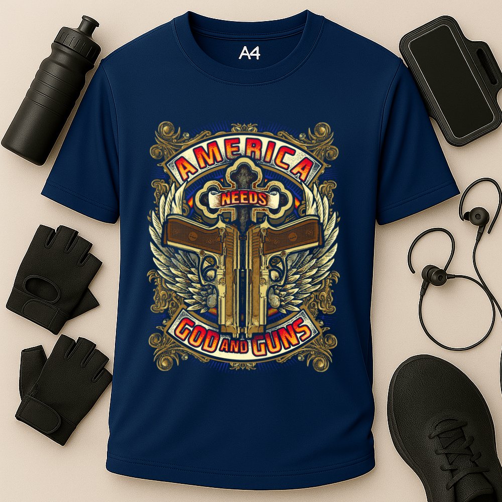America Needs God And Guns Cooling Performance Crew T-Shirt
