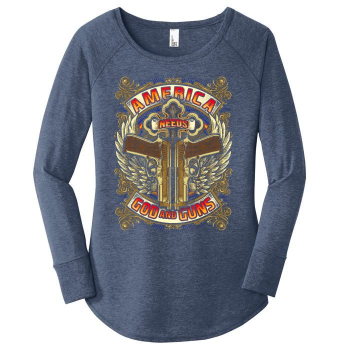 America Needs God And Guns Women's Perfect Tri Tunic Long Sleeve Shirt