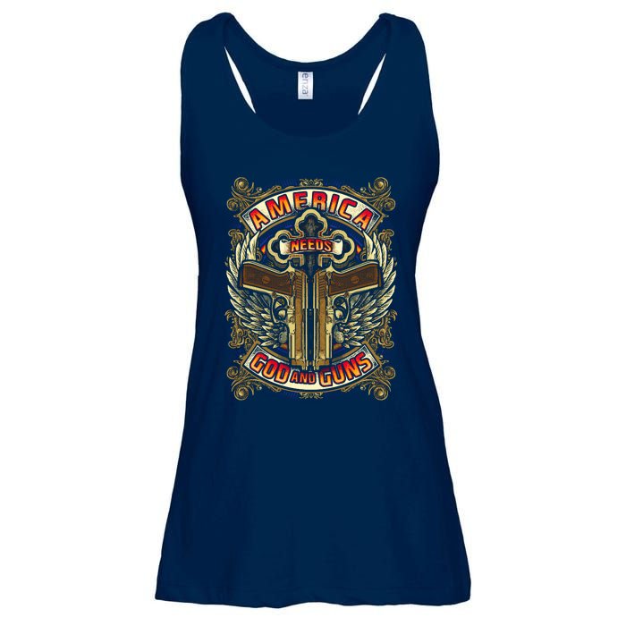 America Needs God And Guns Ladies Essential Flowy Tank