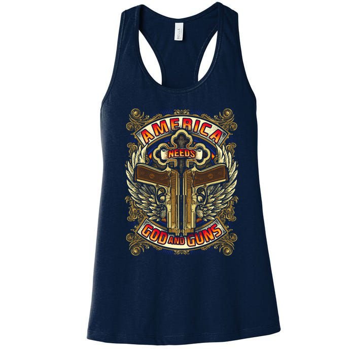 America Needs God And Guns Women's Racerback Tank