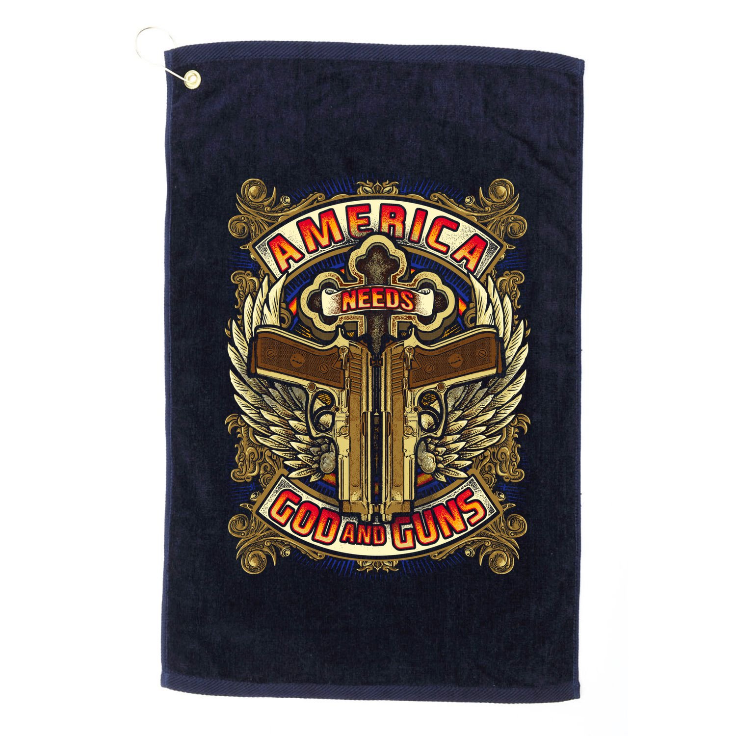 America Needs God And Guns Golf Towel