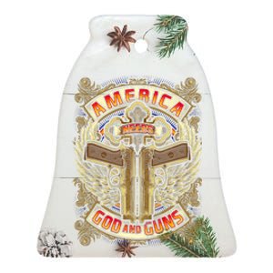 America Needs God And Guns Ceramic Bell Ornament