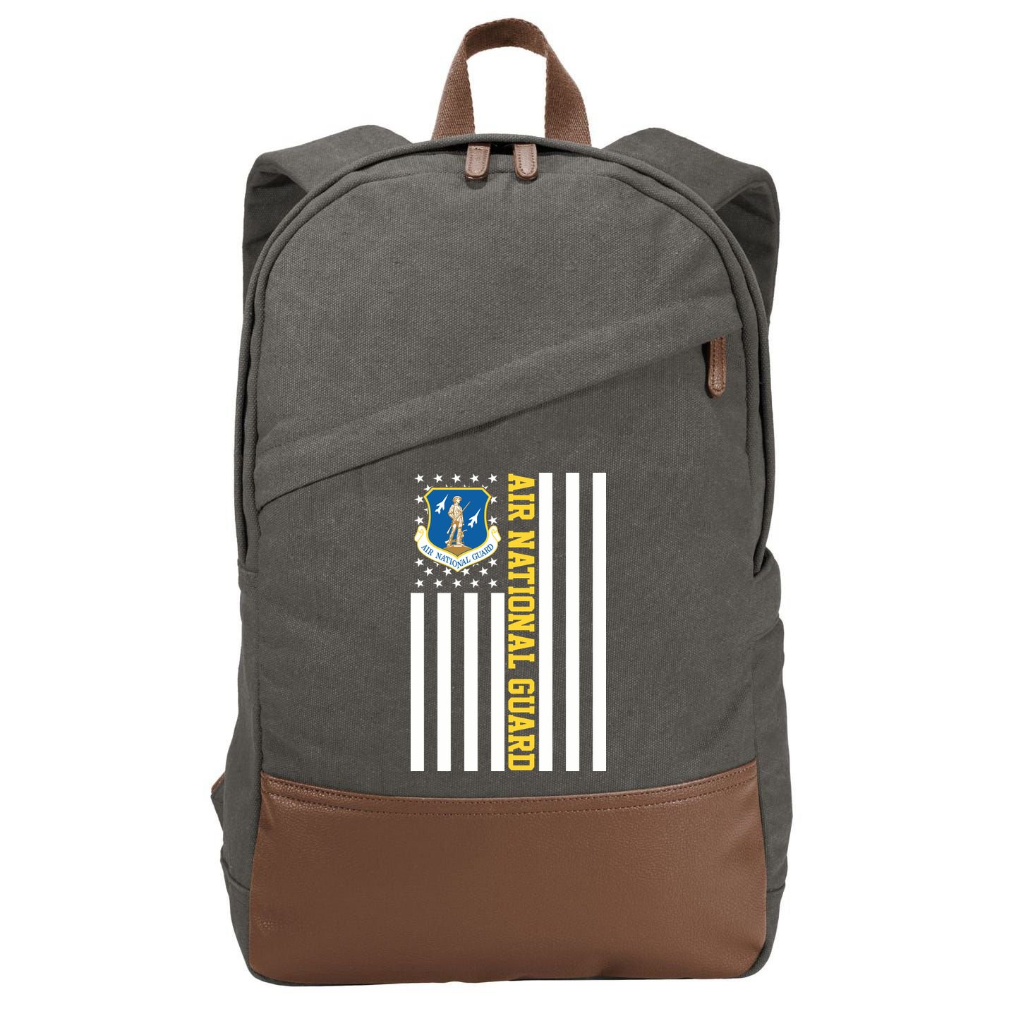 Air National Guard American Flag Gift Cotton Canvas Backpack