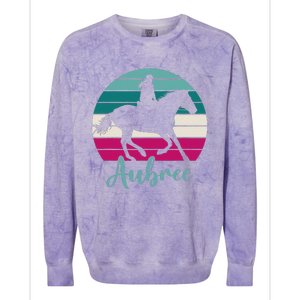 Aubree Name Gift Equestrian Aubree Horse Girl Colorblast Crewneck Sweatshirt