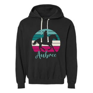 Aubree Name Gift Equestrian Aubree Horse Girl Garment-Dyed Fleece Hoodie