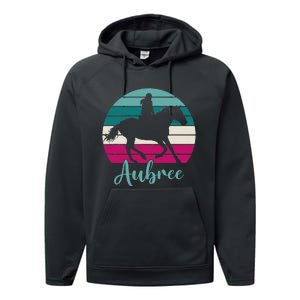 Aubree Name Gift Equestrian Aubree Horse Girl Performance Fleece Hoodie