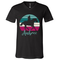 Aubree Name Gift Equestrian Aubree Horse Girl V-Neck T-Shirt