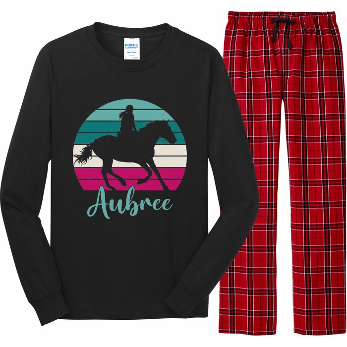 Aubree Name Gift Equestrian Aubree Horse Girl Long Sleeve Pajama Set