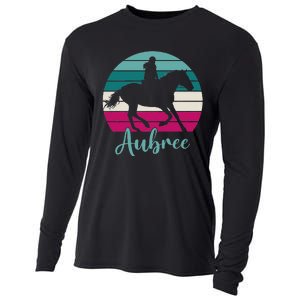 Aubree Name Gift Equestrian Aubree Horse Girl Cooling Performance Long Sleeve Crew