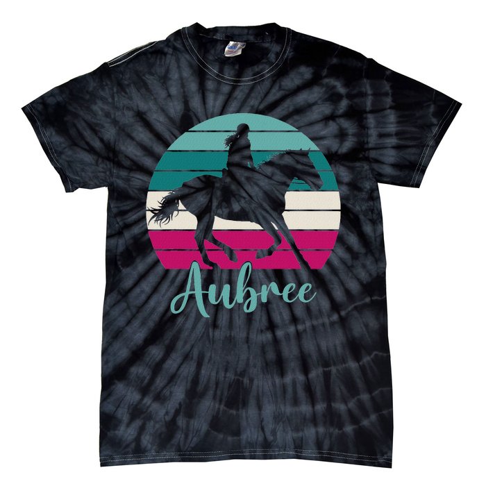 Aubree Name Gift Equestrian Aubree Horse Girl Tie-Dye T-Shirt