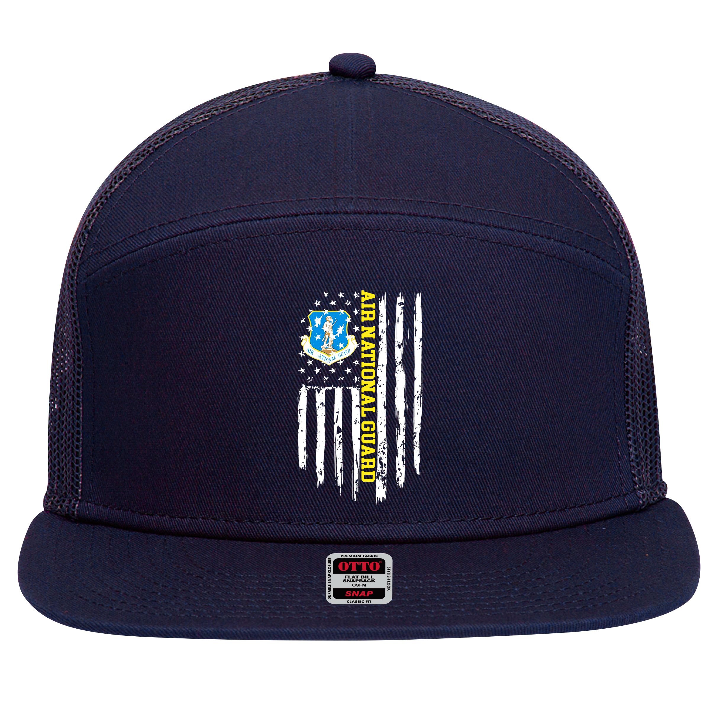 Air National Guard American Flag 7 Panel Mesh Trucker Snapback Hat