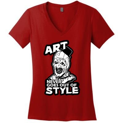 Art Never Goes Out Of Style Horror Clown Women's V-Neck T-Shirt