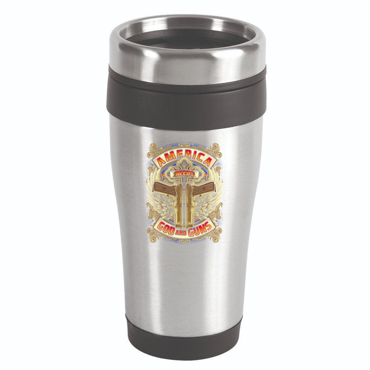 America Needs God And Guns 16oz Travel Tumbler