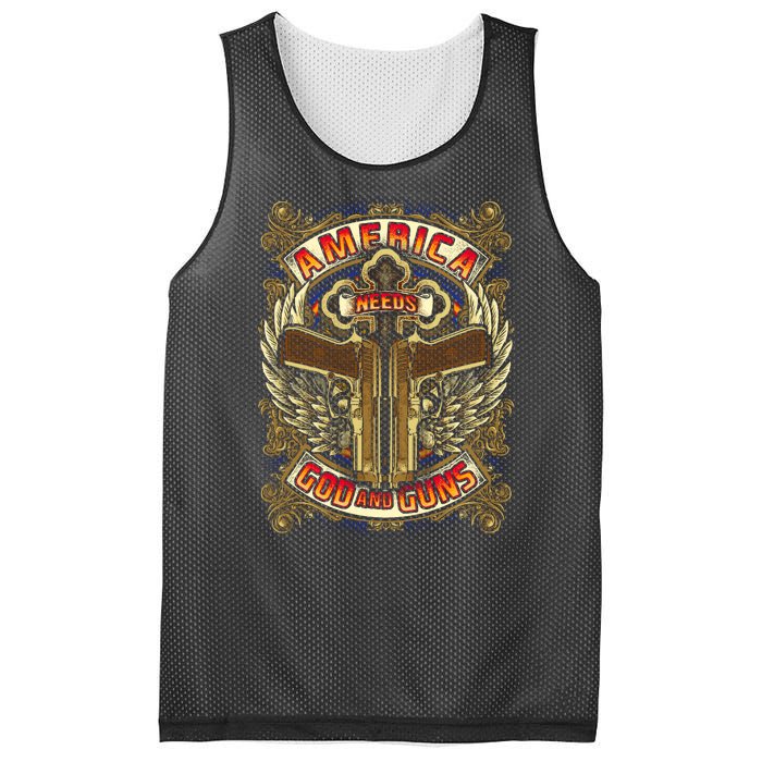 America Needs God And Guns Mesh Reversible Basketball Jersey Tank