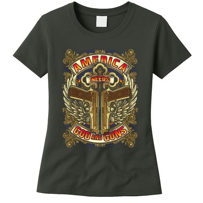 America Needs God And Guns Womens T-Shirt